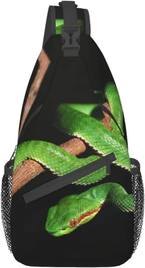 Snake Sling Bag Animal Crossbody Chest Daypack Casual Backpack Snake Shoulder Bag Cool Hiking Bag Horror Bag