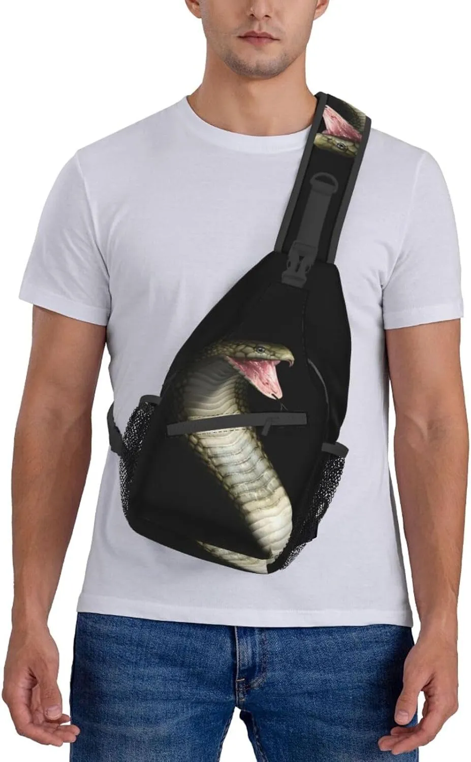 Snake Sling Bag Animal Crossbody Chest Daypack Casual Backpack Snake Shoulder Bag Cool Hiking Bag Horror Bag