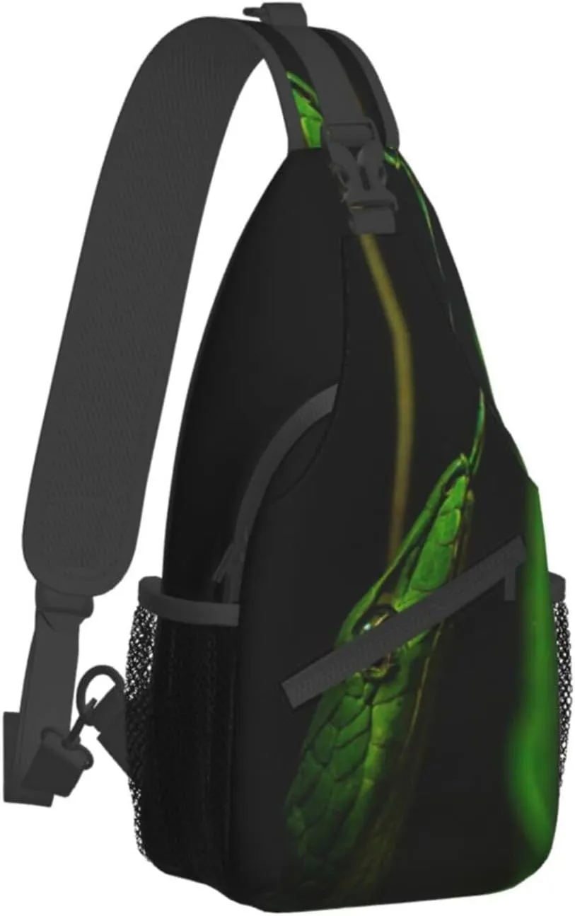 Snake Sling Bag Animal Crossbody Chest Daypack Casual Backpack Snake Shoulder Bag Cool Hiking Bag Horror Bag