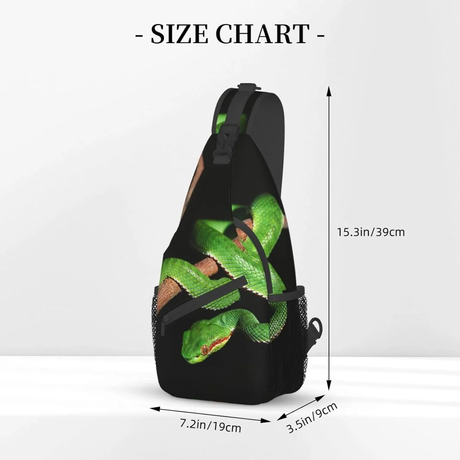 Snake Sling Bag Animal Crossbody Chest Daypack Casual Backpack Snake Shoulder Bag Cool Hiking Bag Horror Bag