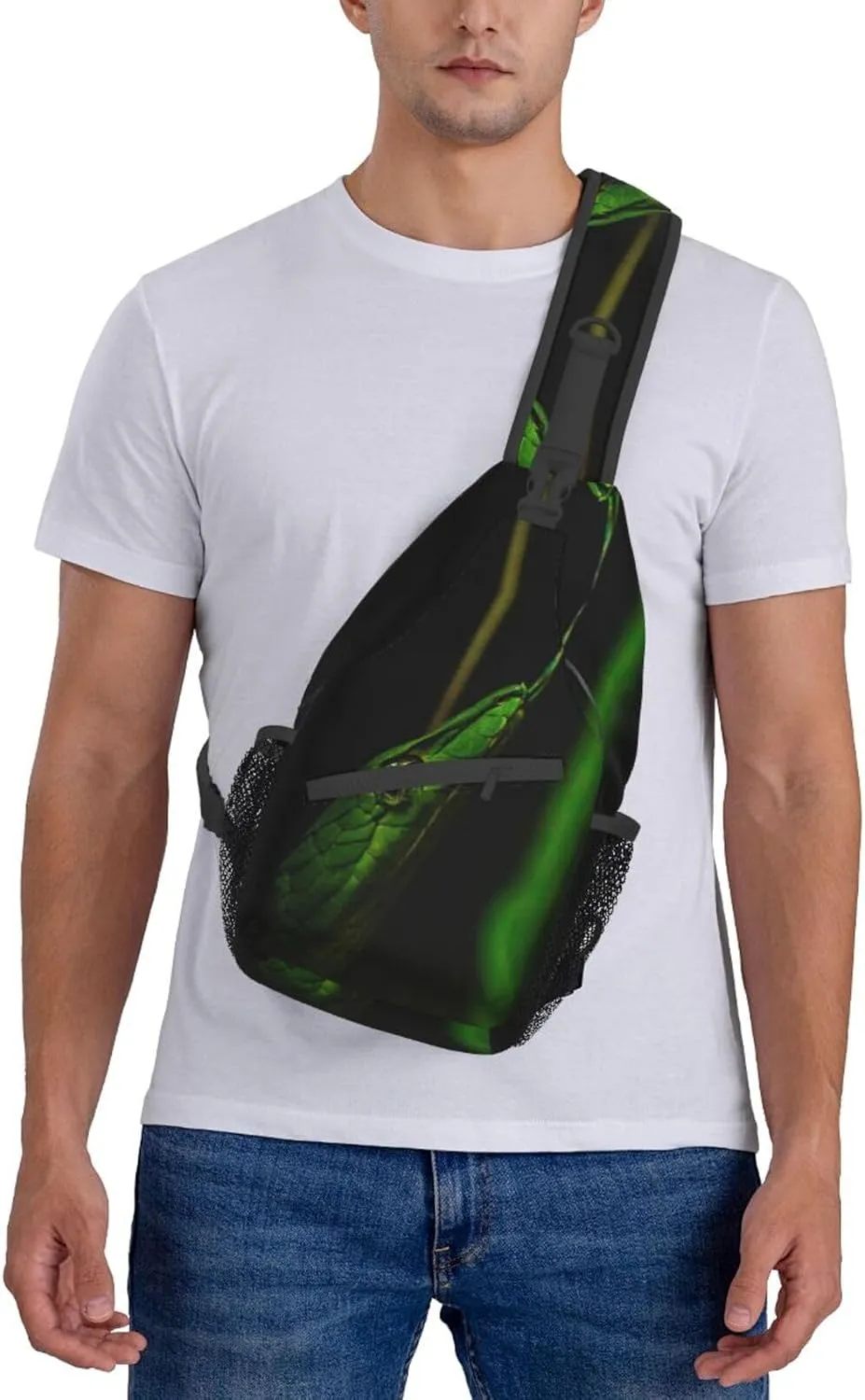 Snake Sling Bag Animal Crossbody Chest Daypack Casual Backpack Snake Shoulder Bag Cool Hiking Bag Horror Bag