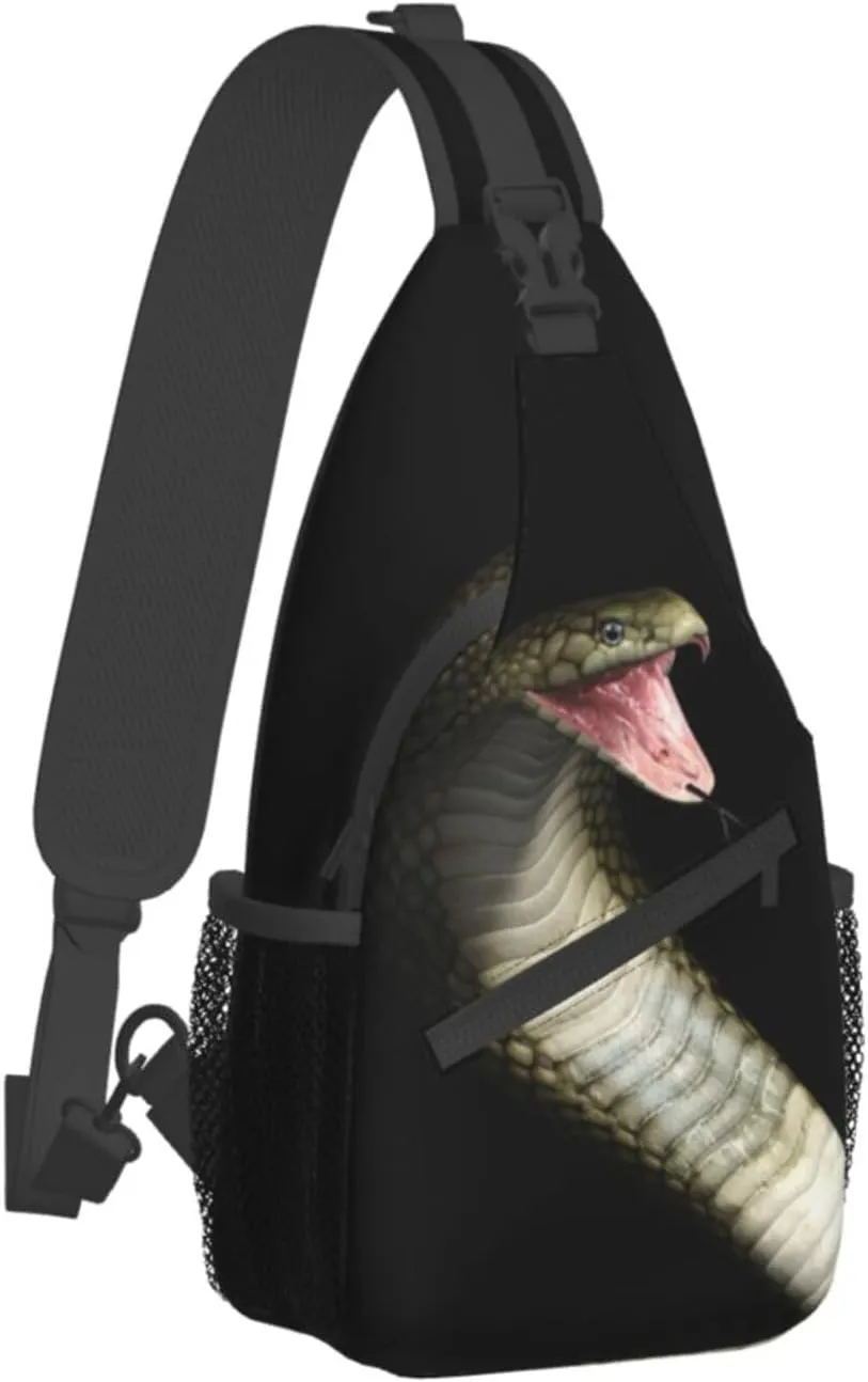 Snake Sling Bag Animal Crossbody Chest Daypack Casual Backpack Snake Shoulder Bag Cool Hiking Bag Horror Bag