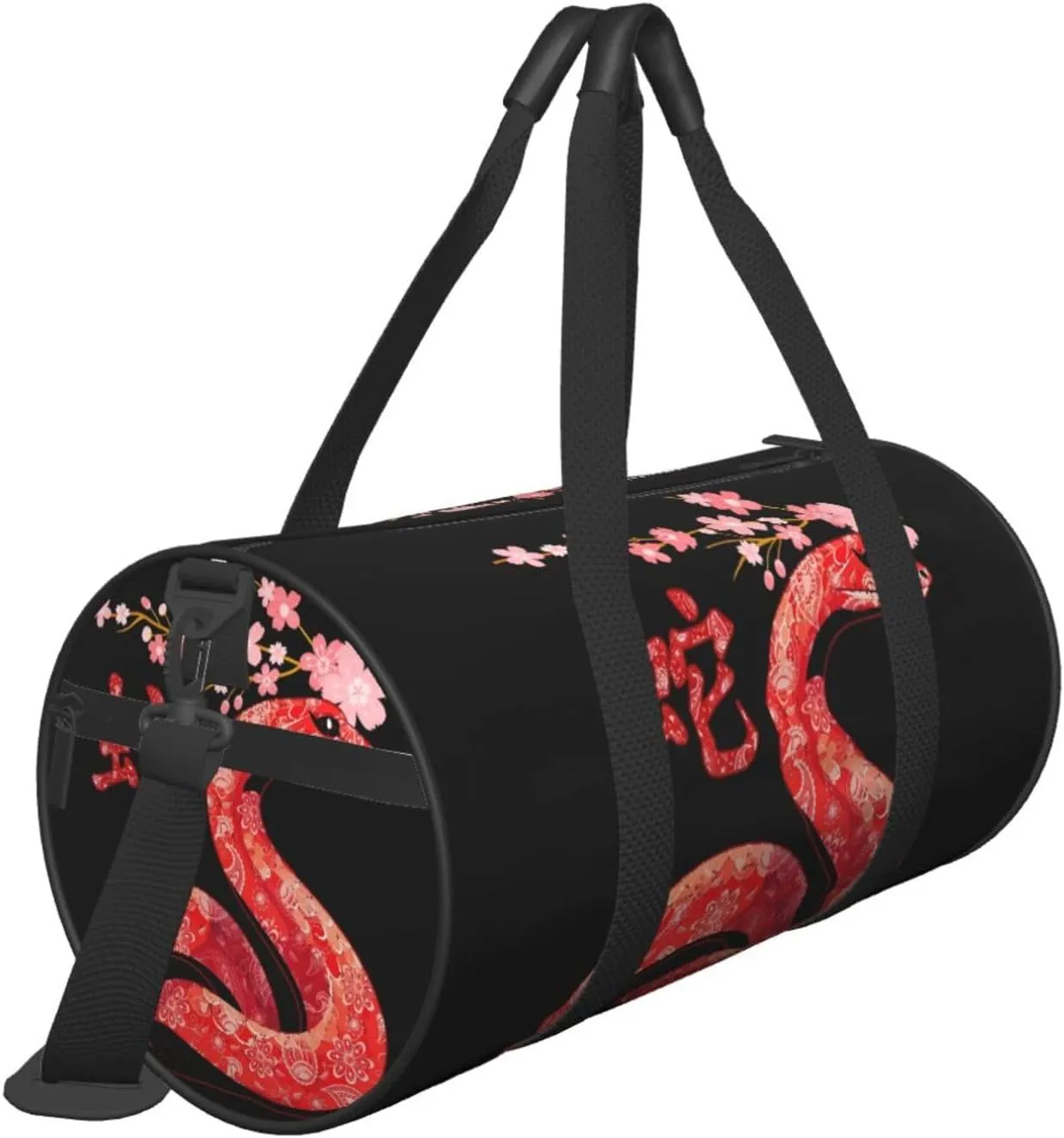 Snake Year Happy New Year 2025 Round Travel Duffel Bag Large Capacity Gym Sports Bags for Hiking Vacation Trips