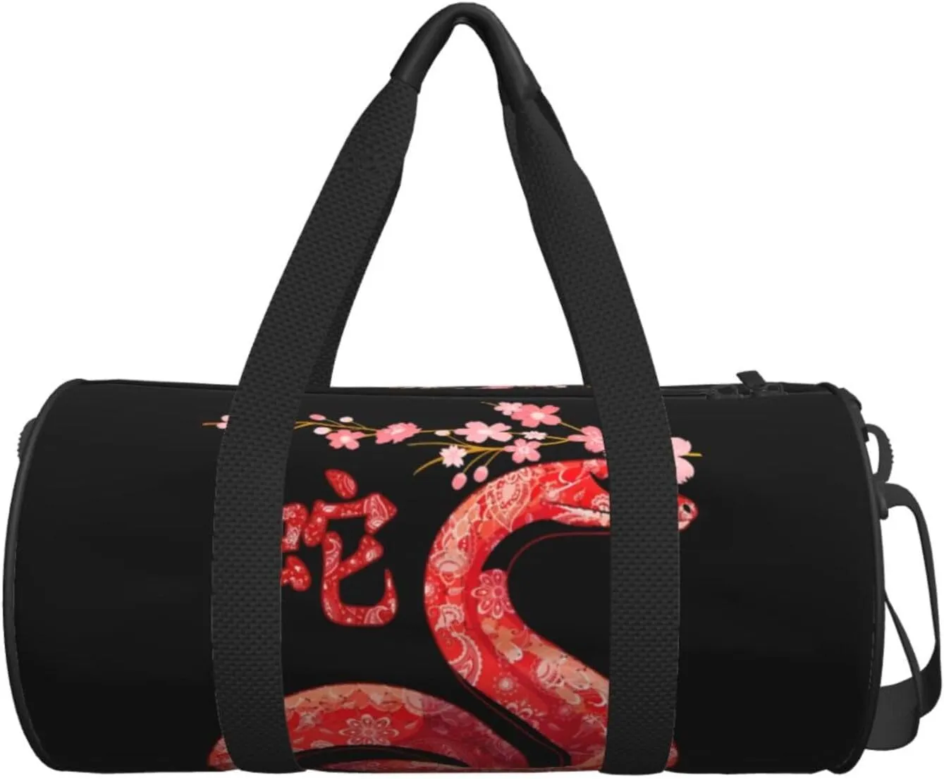 Snake Year Happy New Year 2025 Round Travel Duffel Bag Large Capacity Gym Sports Bags for Hiking Vacation Trips