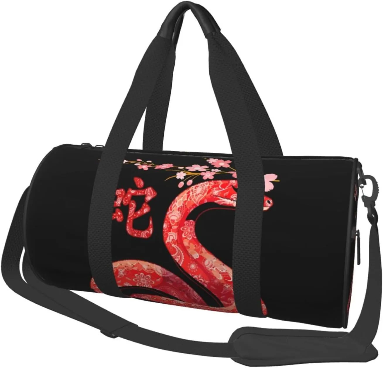 Snake Year Happy New Year 2025 Round Travel Duffel Bag Large Capacity Gym Sports Bags for Hiking Vacation Trips