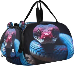 Snake Youth Sports & Travel Duffle Bag with Shoe Compartment,Waterproof Gym Bag for Girls and Boys (Overnight Essentials Organizer)