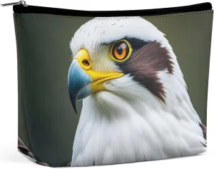 Spear Falcon, White Eagle Makeup Bag for Women Portable Cosmetic Bag Waterproof Toiletry Bag Storage Bag Large Makeup Pouch Aesthetic Handheld Makeup Bag for Travel Work