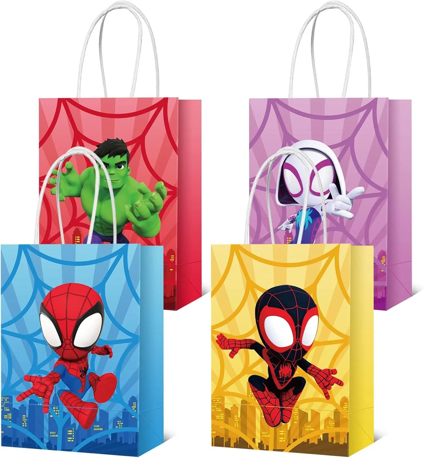 Spidey Party Supplies, 12Pcs Party Gift Goodie Bags for Spidey Birthday Decorations
