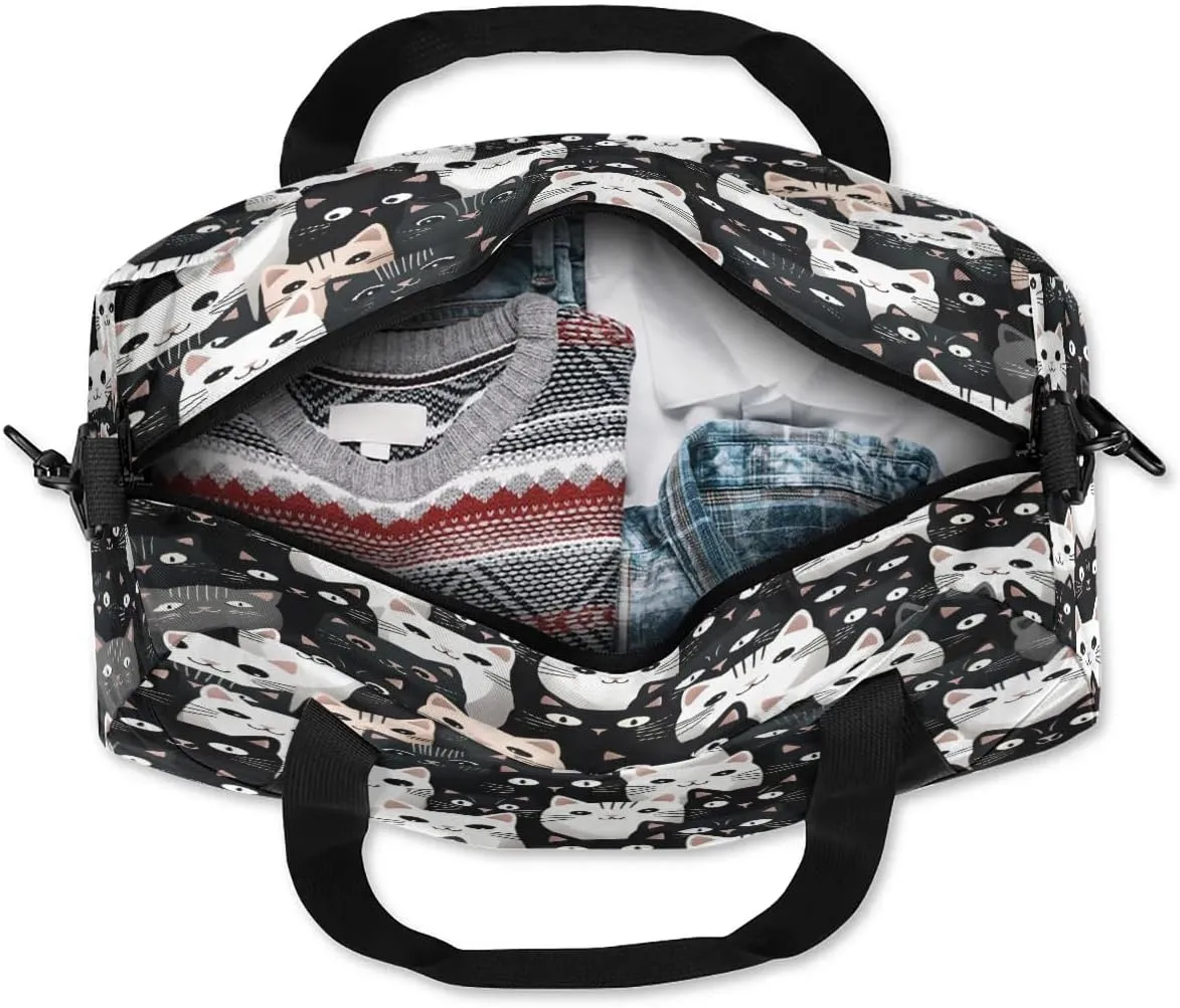 Sport Duffel Bag Fancy Cat Pattern Kids Gym Bag Weekender Overnight Bags for Boys Girls Teens Carry On Workout Travel Bag