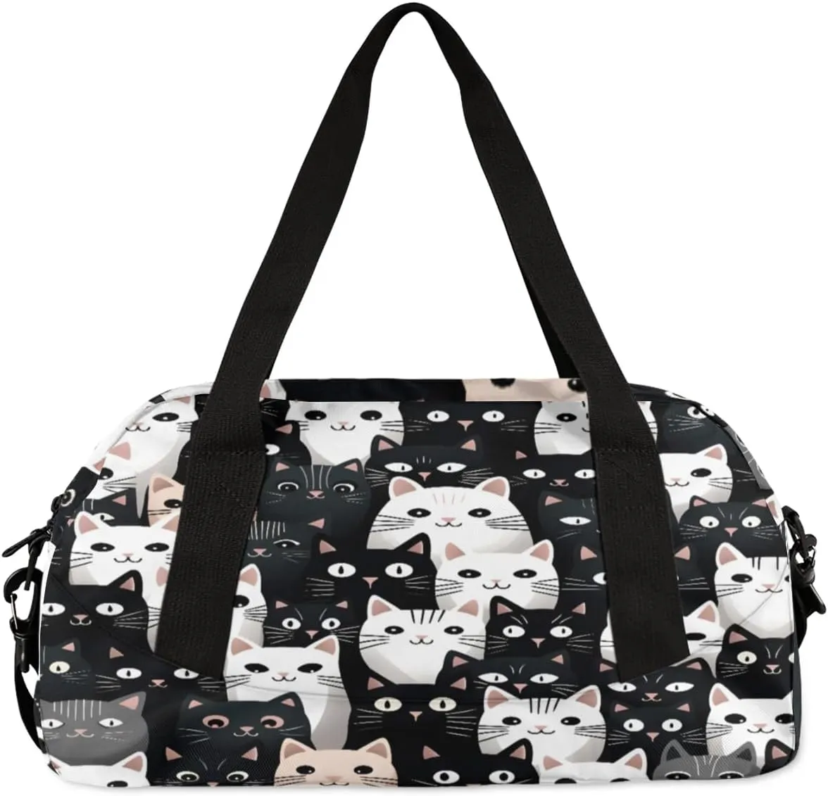Sport Duffel Bag Fancy Cat Pattern Kids Gym Bag Weekender Overnight Bags for Boys Girls Teens Carry On Workout Travel Bag