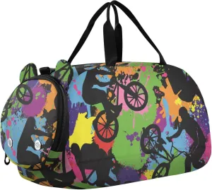Sport Pattern Boy on Bicycle Duffel Bags for Boys Small Gym Bags for Teens Dance Bag for Girls