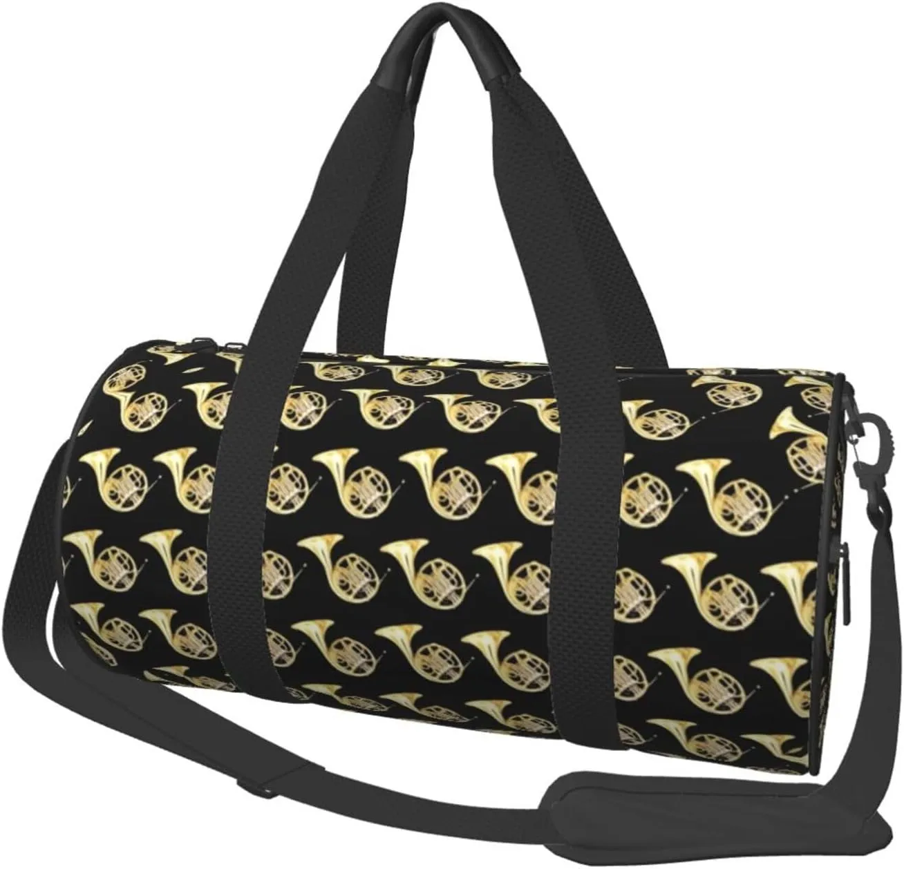 Sports Duffel French Horns Musical Instrument Round Gym Bag For Men/Women Dance Travel Weekender