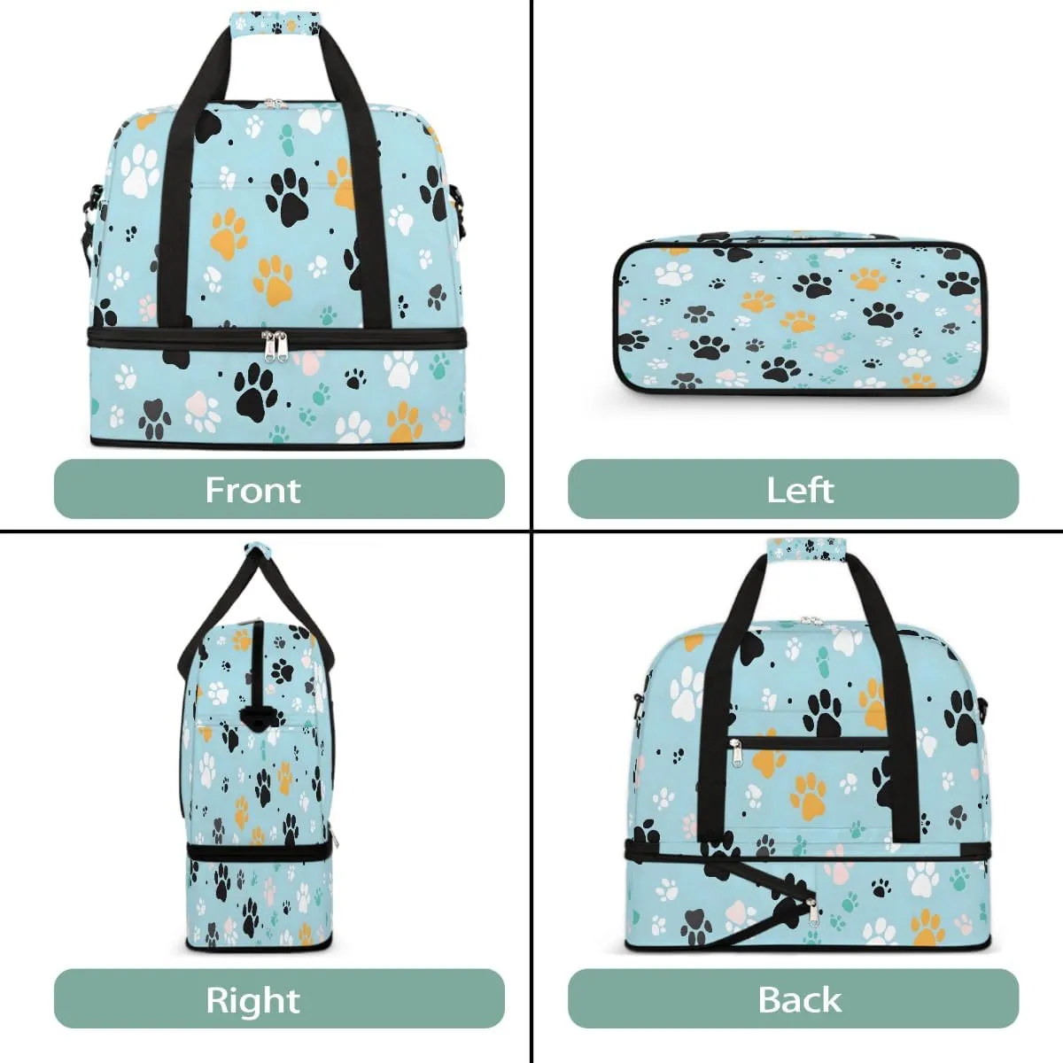 Sports Gym Bag Animal Footprints Tile Large Travel Duffel Bag With Shoe Compartment Foldable Waterproof Carry-On Weekend Travel Bags for Camping Overnight Yoga Hospital Travel Bags