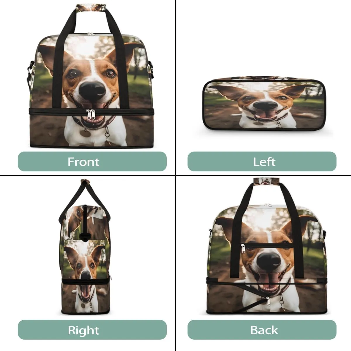 Sports Gym Bag Animal Pastoral Dog Large Travel Duffel Bag With Shoe Compartment Foldable Waterproof Carry-On Weekend Travel Bags for Camping Overnight Yoga Hospital Travel Bags