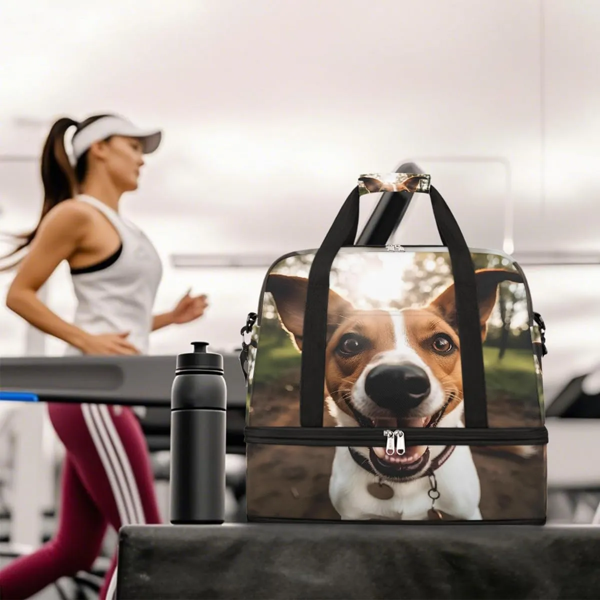 Sports Gym Bag Animal Pastoral Dog Large Travel Duffel Bag With Shoe Compartment Foldable Waterproof Carry-On Weekend Travel Bags for Camping Overnight Yoga Hospital Travel Bags