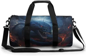 Sports Gym Bag for Women Men Travel Duffel Bag Tote Weekender Bag Black Snake in Flames Carry on Overnight Bag for Travel Swimming Fitness Workout Sports Duffle Bag
