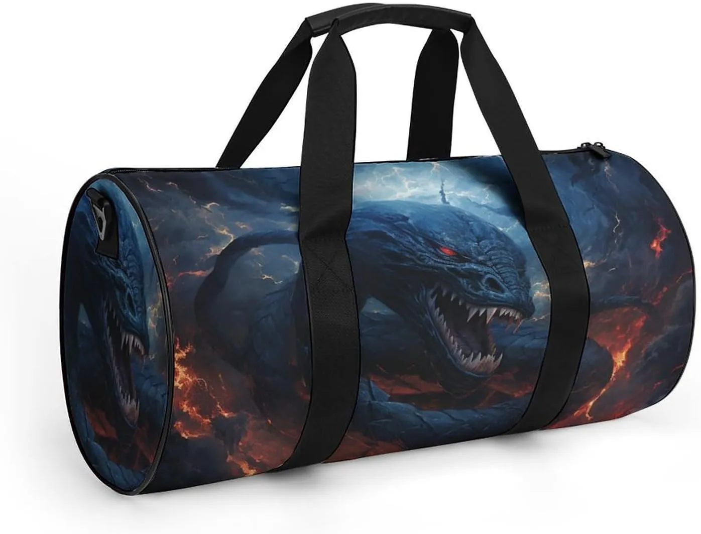 Sports Gym Bag for Women Men Travel Duffel Bag Tote Weekender Bag Black Snake in Flames Carry on Overnight Bag for Travel Swimming Fitness Workout Sports Duffle Bag