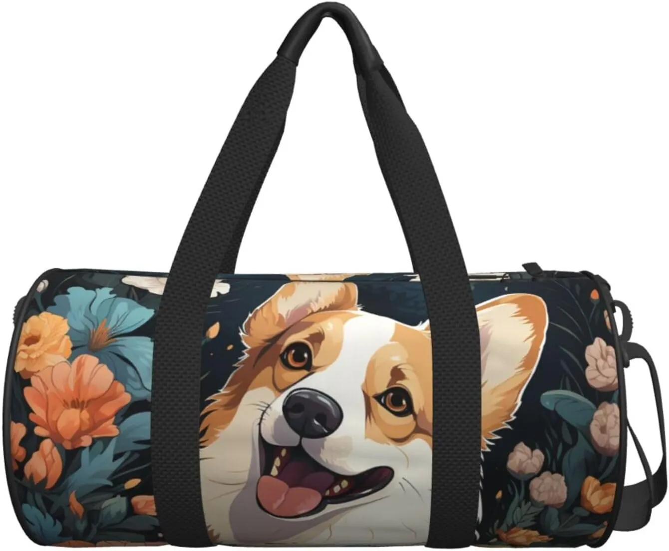 Sports Gym Bag for Women Men Travel Duffel Bag Tote Weekender Bag Carry on Overnight Bag for Travel Swimming Fitness Workout Sports Corgi Pattern Duffle Bag