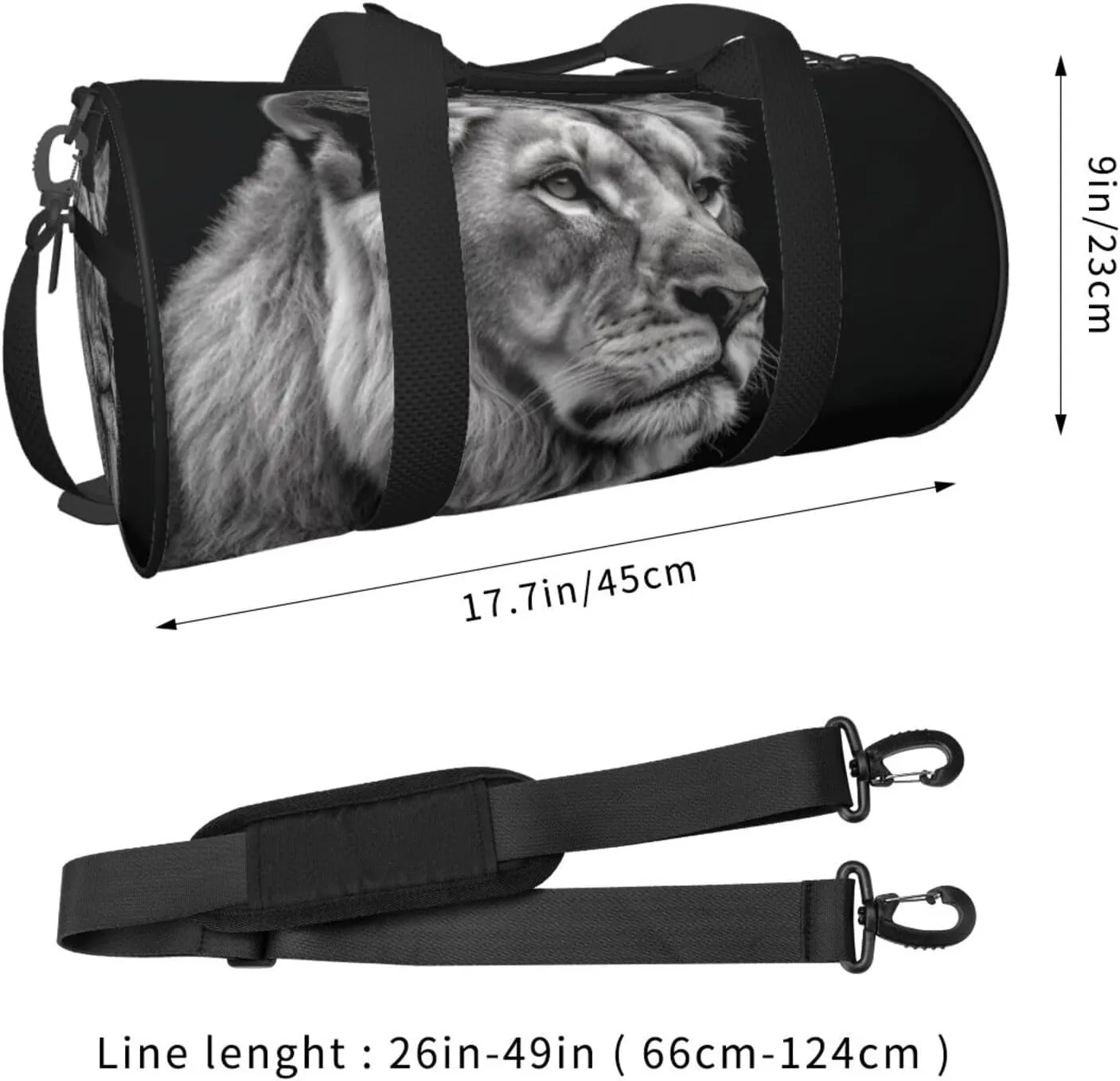 Sports Gym Bag for Women Men Travel Duffel Bag Tote Weekender Bag Carry on Overnight Bag for Travel Swimming Fitness Workout Sports Gray Lion Duffle Bag