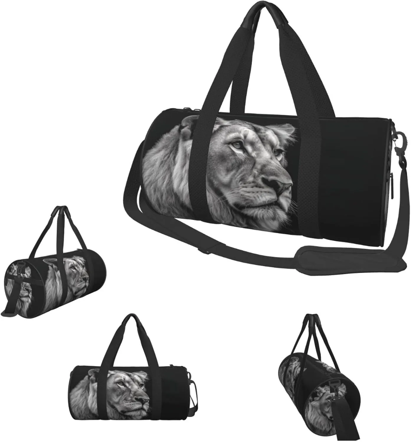 Sports Gym Bag for Women Men Travel Duffel Bag Tote Weekender Bag Carry on Overnight Bag for Travel Swimming Fitness Workout Sports Gray Lion Duffle Bag