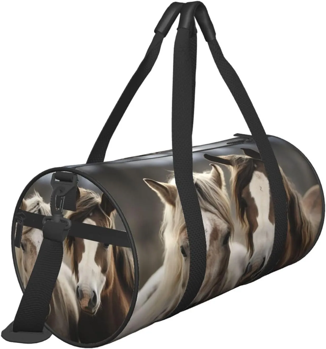 Sports Gym Bag for Women Men Travel Duffel Bag Tote Weekender Bag Carry on Overnight Bag for Travel Swimming Fitness Workout Sports Two horses Duffle Bag