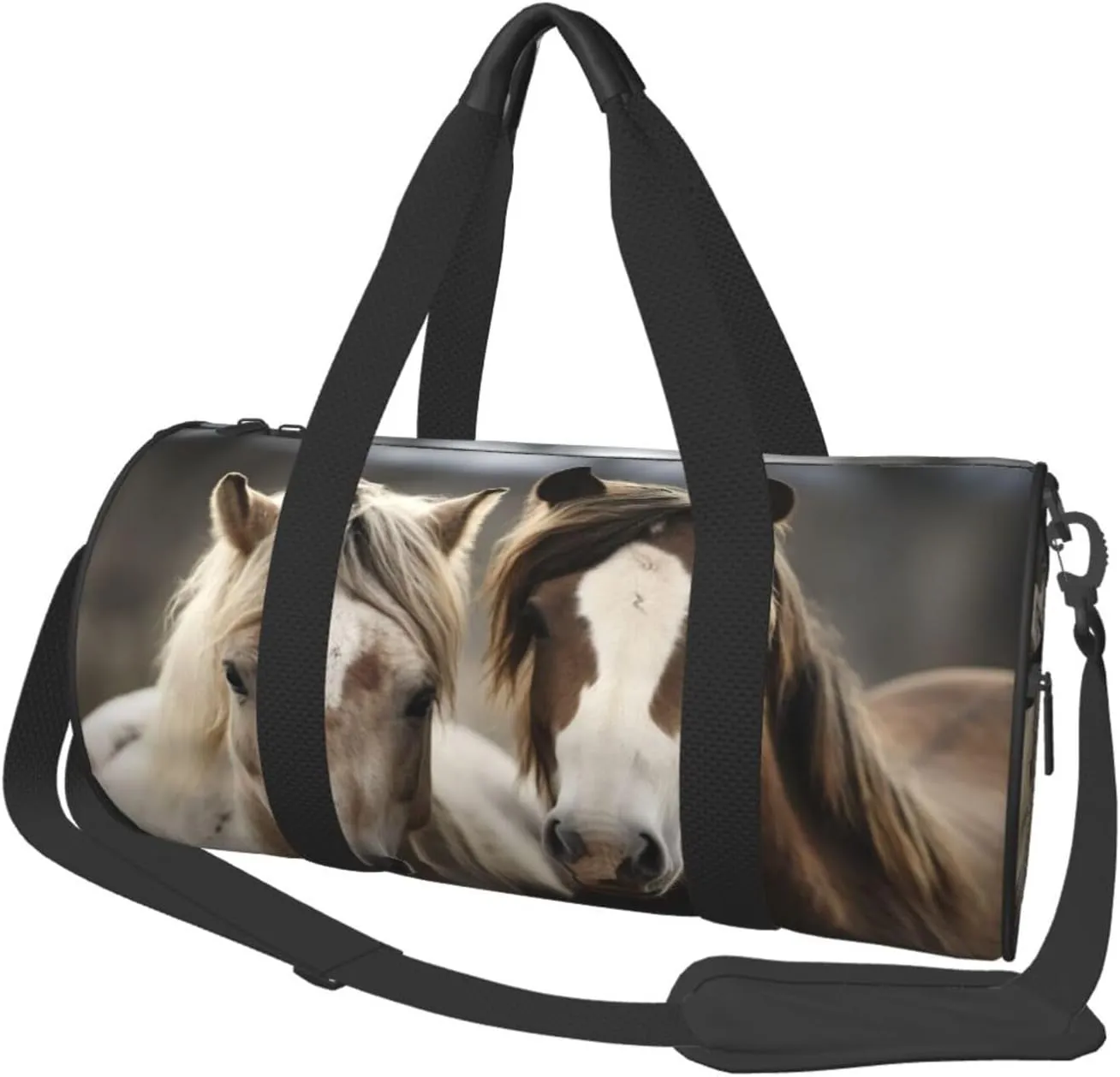 Sports Gym Bag for Women Men Travel Duffel Bag Tote Weekender Bag Carry on Overnight Bag for Travel Swimming Fitness Workout Sports Two horses Duffle Bag