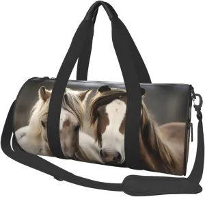 Sports Gym Bag for Women Men Travel Duffel Bag Tote Weekender Bag Carry on Overnight Bag for Travel Swimming Fitness Workout Sports Two horses Duffle Bag