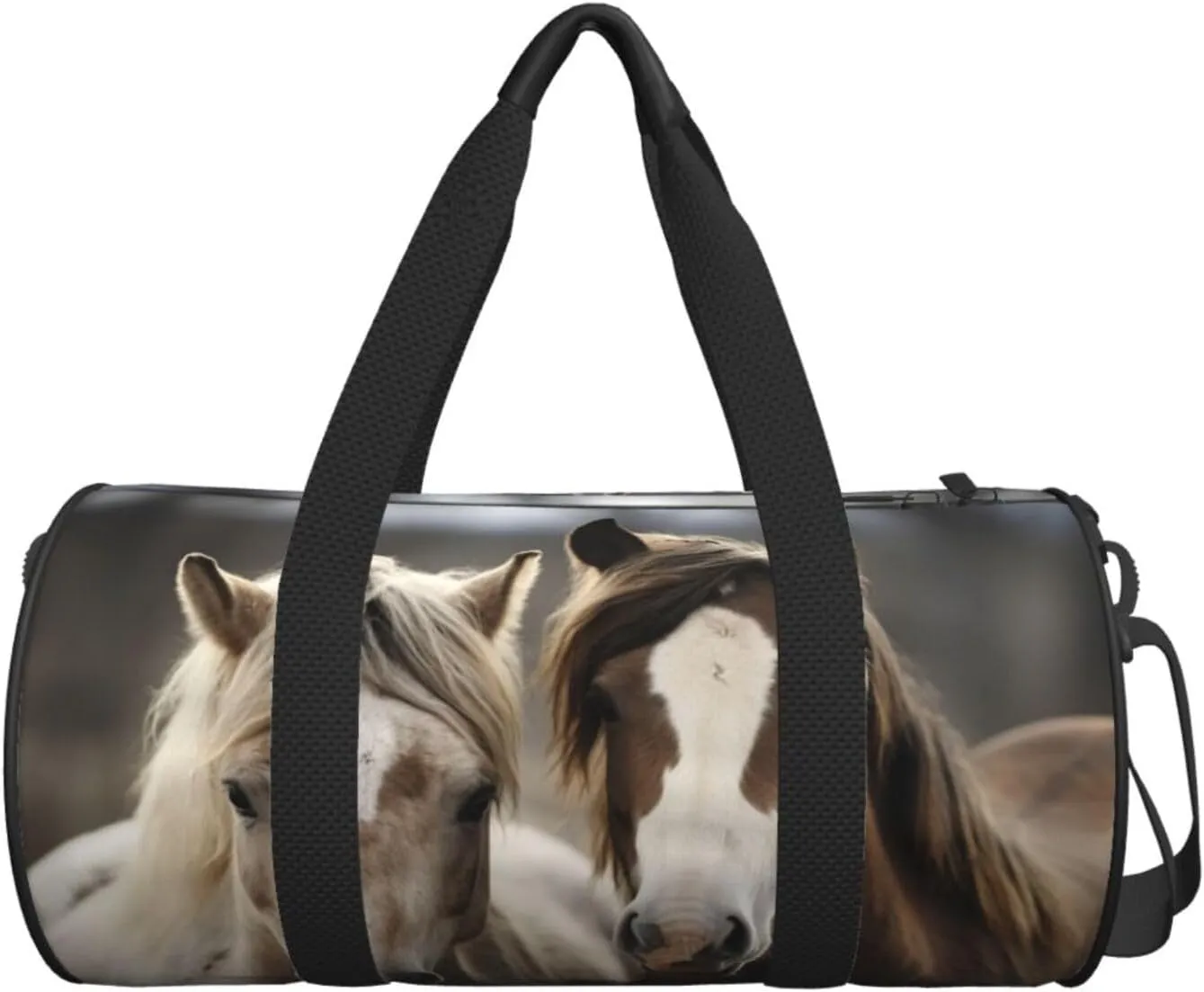 Sports Gym Bag for Women Men Travel Duffel Bag Tote Weekender Bag Carry on Overnight Bag for Travel Swimming Fitness Workout Sports Two horses Duffle Bag