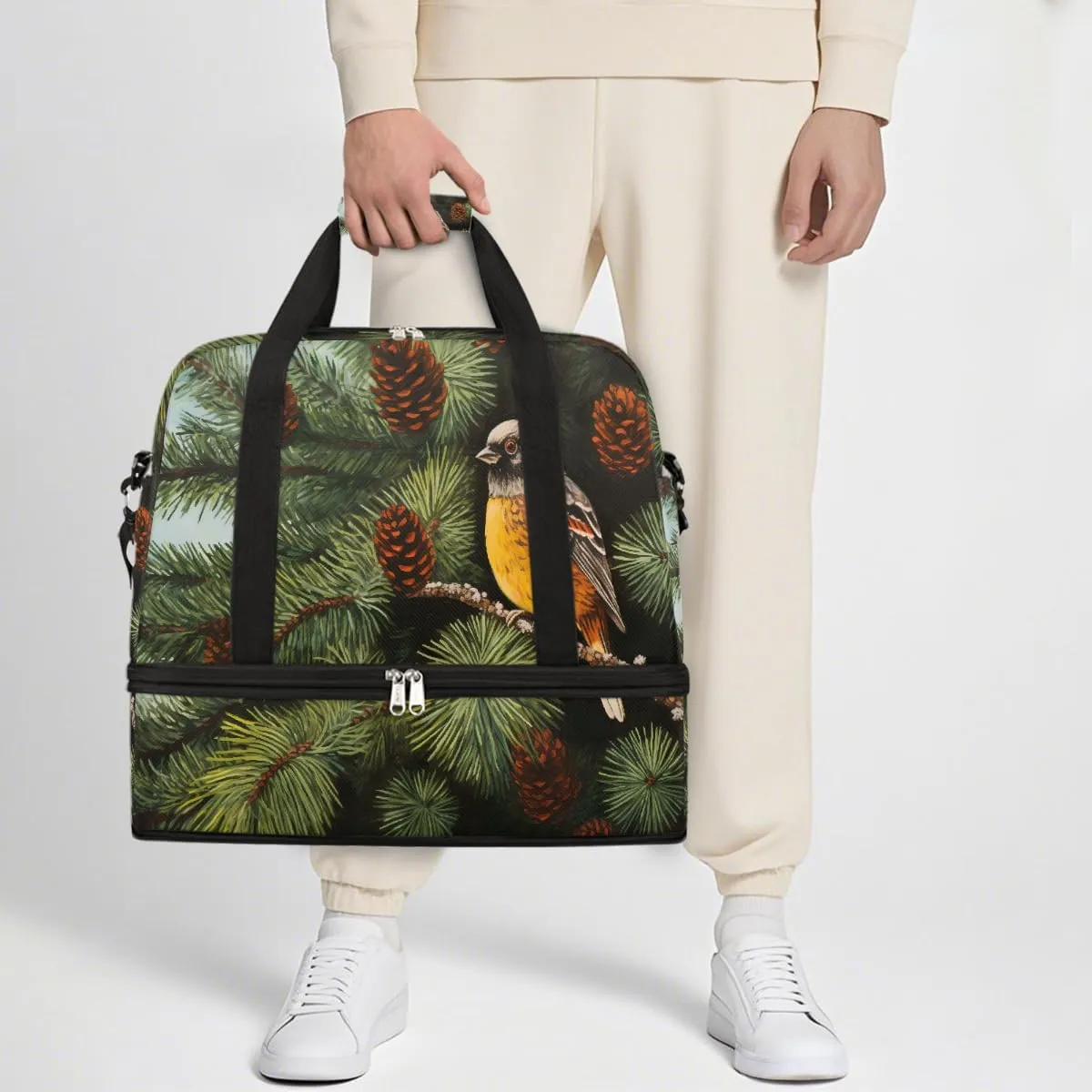 Sports Gym Bag Landscape Bird Animal Large Travel Duffel Bag With Shoe Compartment Foldable Waterproof Carry-On Weekend Travel Bags for Camping Overnight Yoga Hospital Travel Bags
