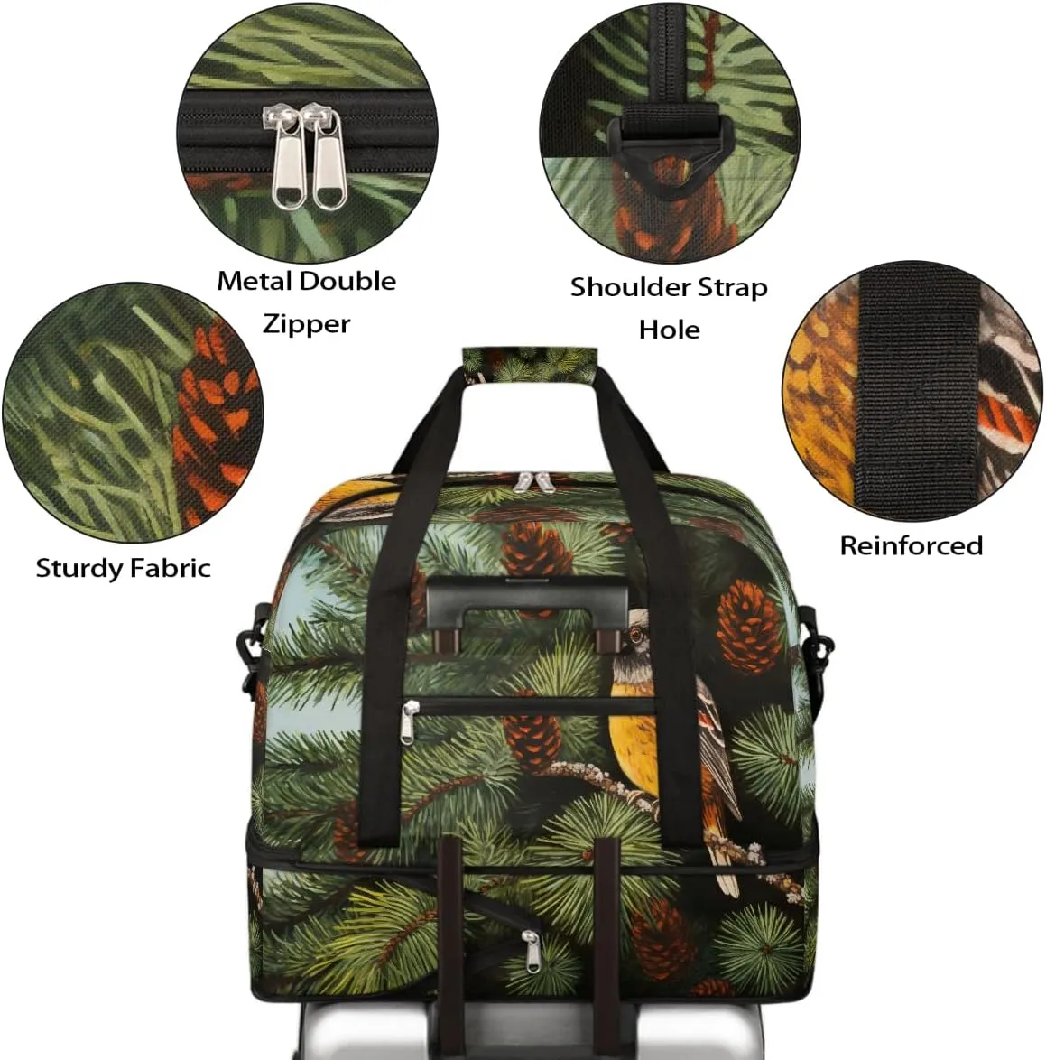 Sports Gym Bag Landscape Bird Animal Large Travel Duffel Bag With Shoe Compartment Foldable Waterproof Carry-On Weekend Travel Bags for Camping Overnight Yoga Hospital Travel Bags