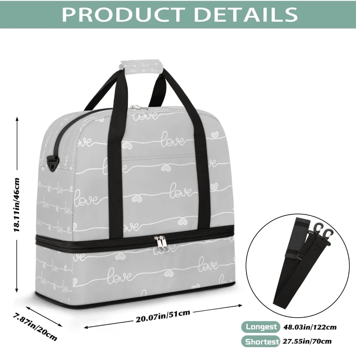 Sports Gym Bag Love Character Large Travel Duffel Bag With Shoe Compartment Foldable Waterproof Carry-On Weekend Travel Bags for Camping Overnight Yoga Hospital Travel Bags