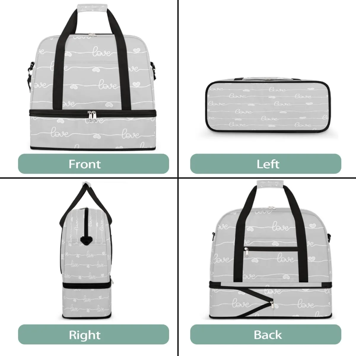 Sports Gym Bag Love Character Large Travel Duffel Bag With Shoe Compartment Foldable Waterproof Carry-On Weekend Travel Bags for Camping Overnight Yoga Hospital Travel Bags