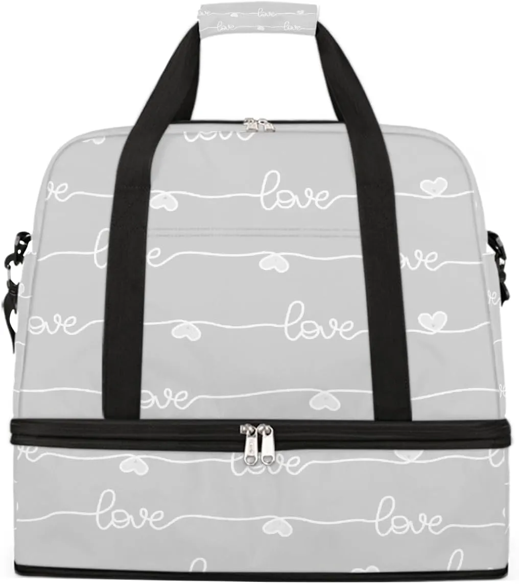Sports Gym Bag Love Character Large Travel Duffel Bag With Shoe Compartment Foldable Waterproof Carry-On Weekend Travel Bags for Camping Overnight Yoga Hospital Travel Bags