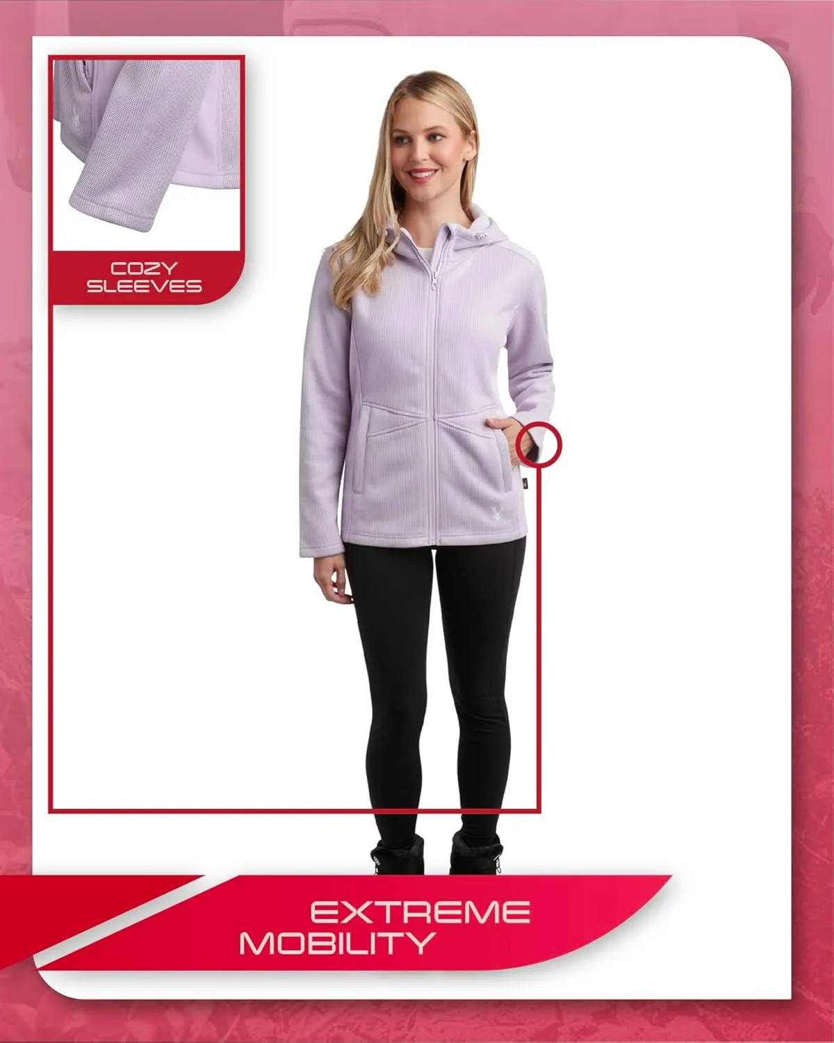 Spyder Women's Fleece Jacket - Lightweight Polar Fleece Lined, Wind-Resistant Hooded Zip Up Active Sweater Jacket (S-XL)