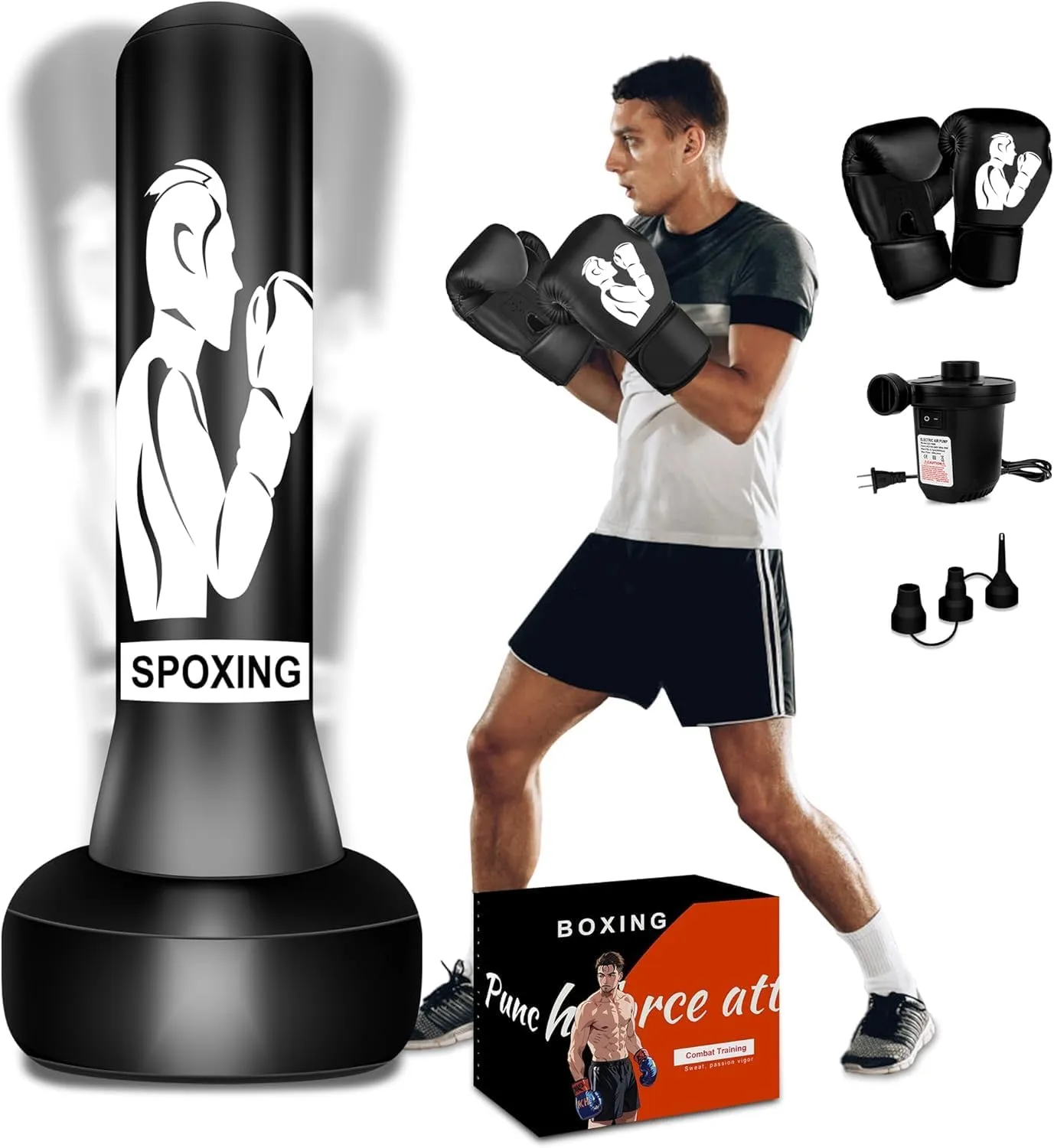 Standing Punching Bag for Adults, 70" Punching Bag Stand, Boxing Heavy Bag with Stand, Freestanding Punching Bag for Adults Men MMA Thai Fitness Karate Muay Beginners