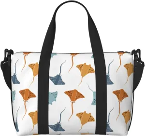 Stingrays Cartoon Cute Travel Duffle Bag For Women Men Weekender Overnight Bag Gym Bag For Women, Carry On Airport Bag, Travel Tote Bag With Strap For Gym Travel Business Trips