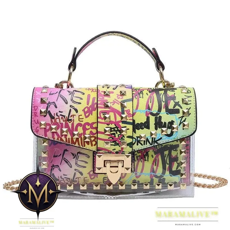 Studded Graffiti All-match Picture And Mother Shoulder Messenger Bag