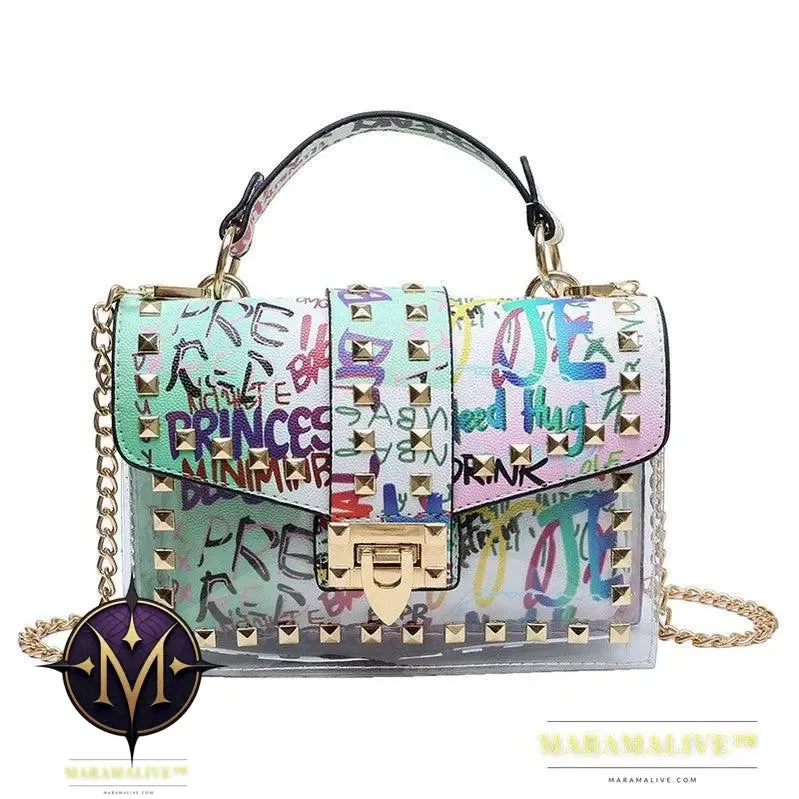 Studded Graffiti All-match Picture And Mother Shoulder Messenger Bag