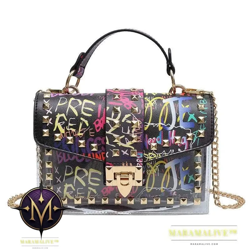 Studded Graffiti All-match Picture And Mother Shoulder Messenger Bag