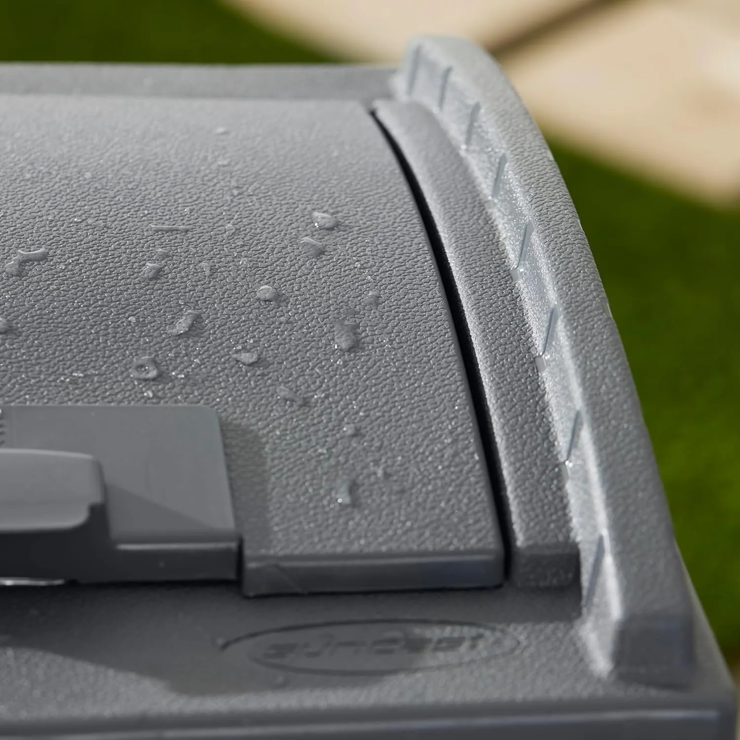 Suncast Outdoor Waste Bin Trash Hideaway Container with Latching Lid, 33 Gallon Capacity