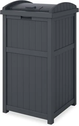 Suncast Outdoor Waste Bin Trash Hideaway Container with Latching Lid, 33 Gallon Capacity