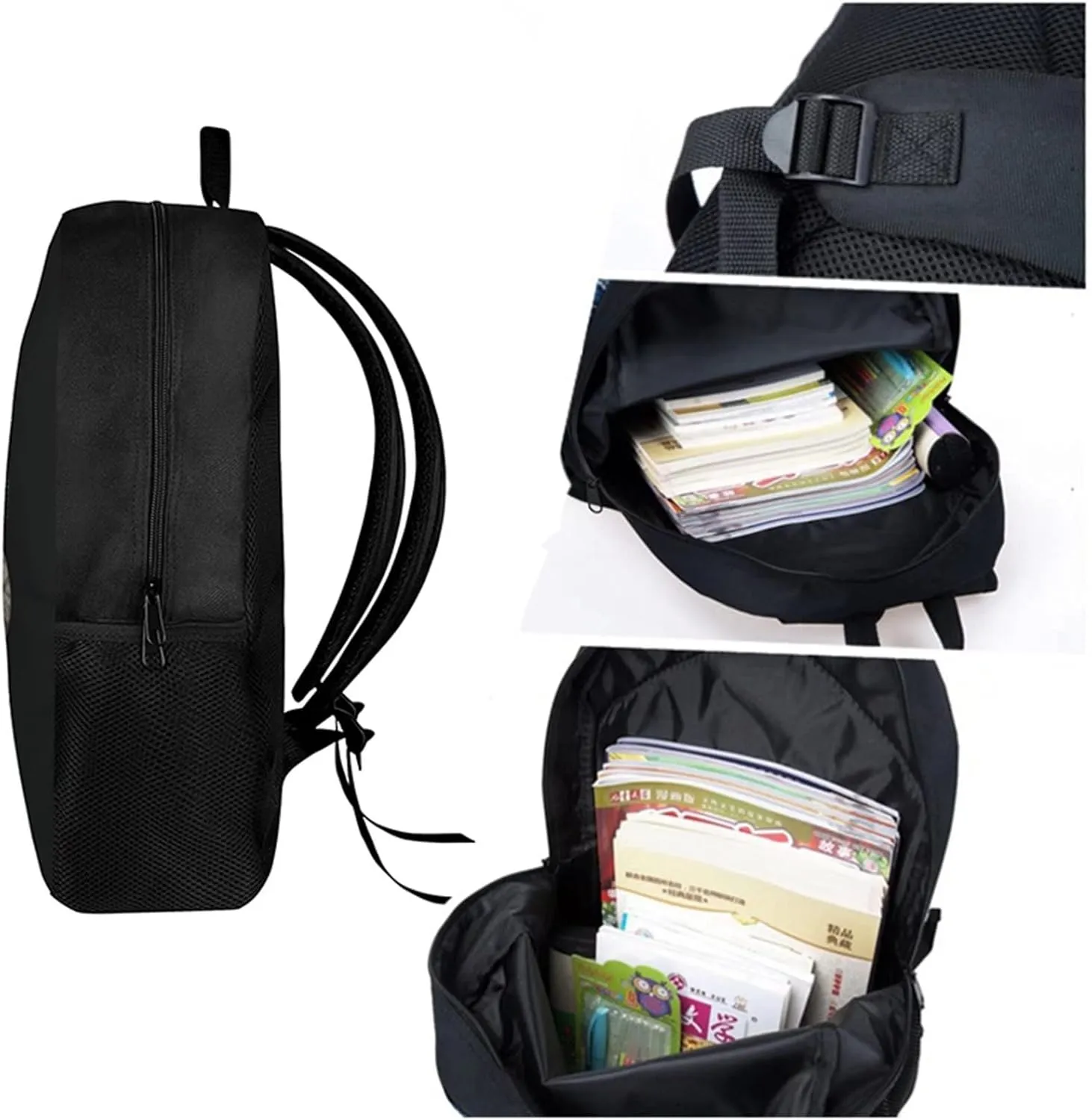 Suobstales Basketball Backpack Set 3 Piece for Boys 17inch Bookbags Shoulder Lunch Bag and Pen Case Bag Cool High Students School Bag Packs Satchel Laptop Bags with Flame Design