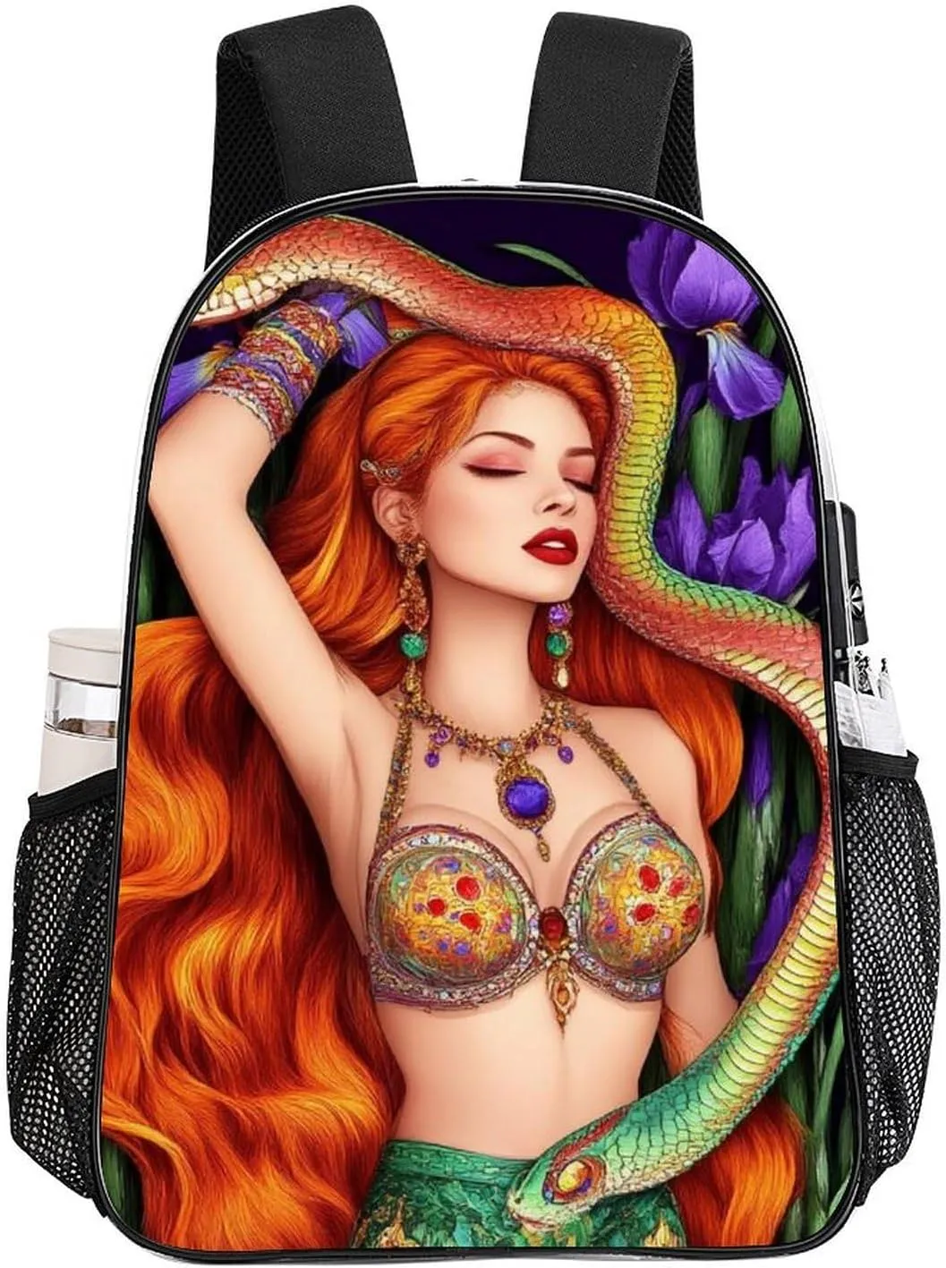 Supdreamc Lightweight Daypack Bookbag for Trekking Business Walking Cycling - Big Capacity Transparent Multipurpose Carry On Bag, Ancient Greece Women Girl Medusa Snake Art Business Computer Bag