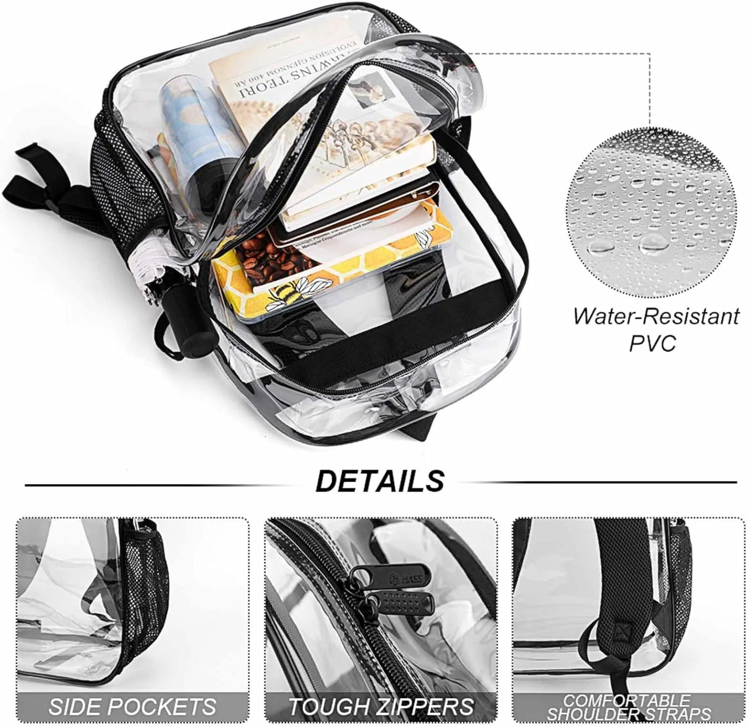 Supdreamc Women Men Transparent Ancient Greece Snake Queen Medusa Art Casual Daypack Large Capacity Bookbag With Side Pockets for Sports Picnic Walking Cycling