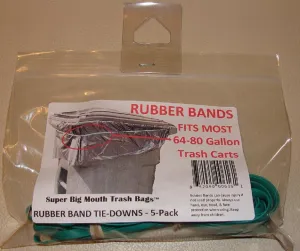 Super Big Mouth Trash Bags Rubber Bands 5-Pack Fits 64-80 Gallon Cans/Carts