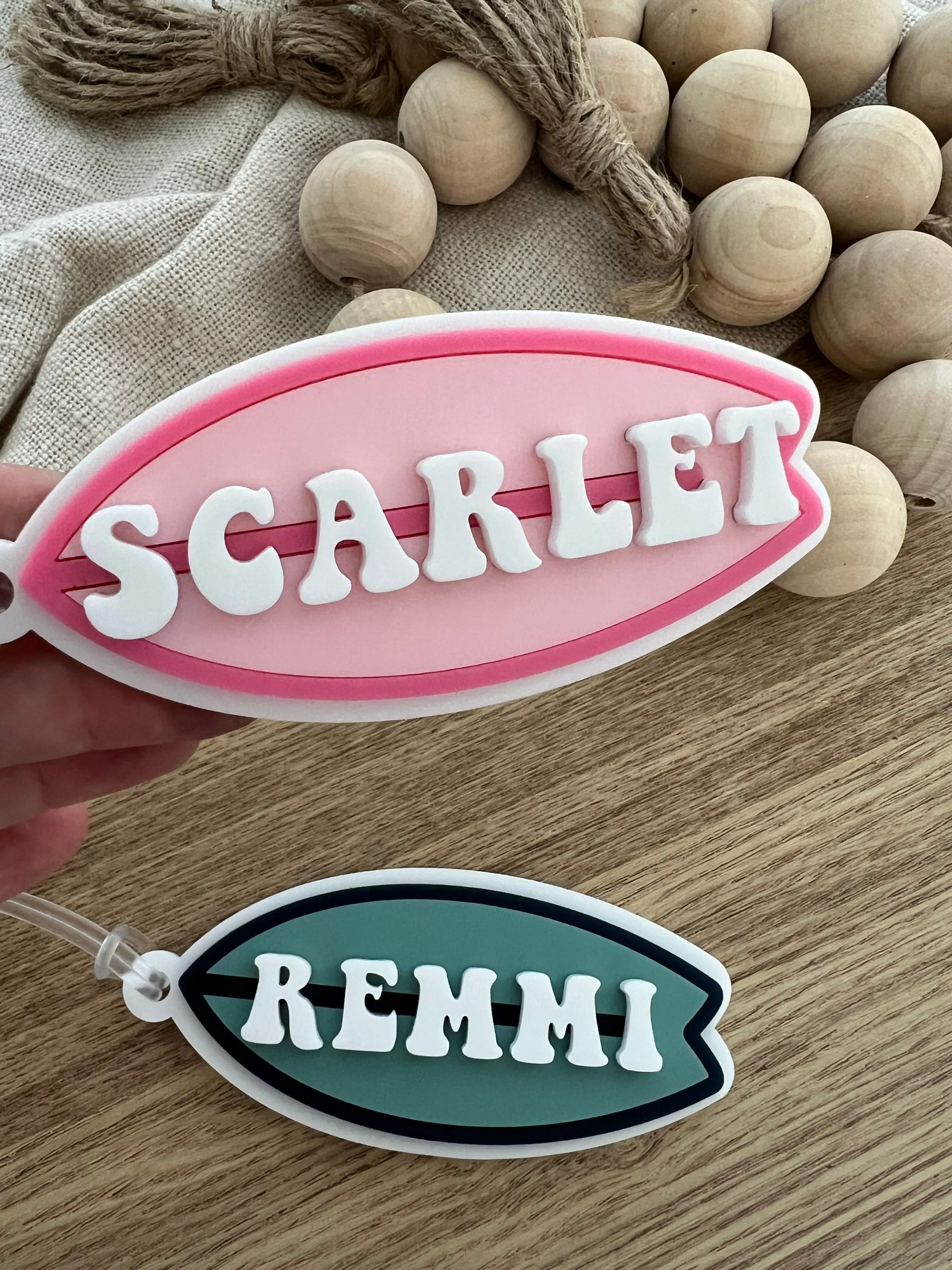 Surfboard Acrylic Name Bag Tag | Backpack Keychain