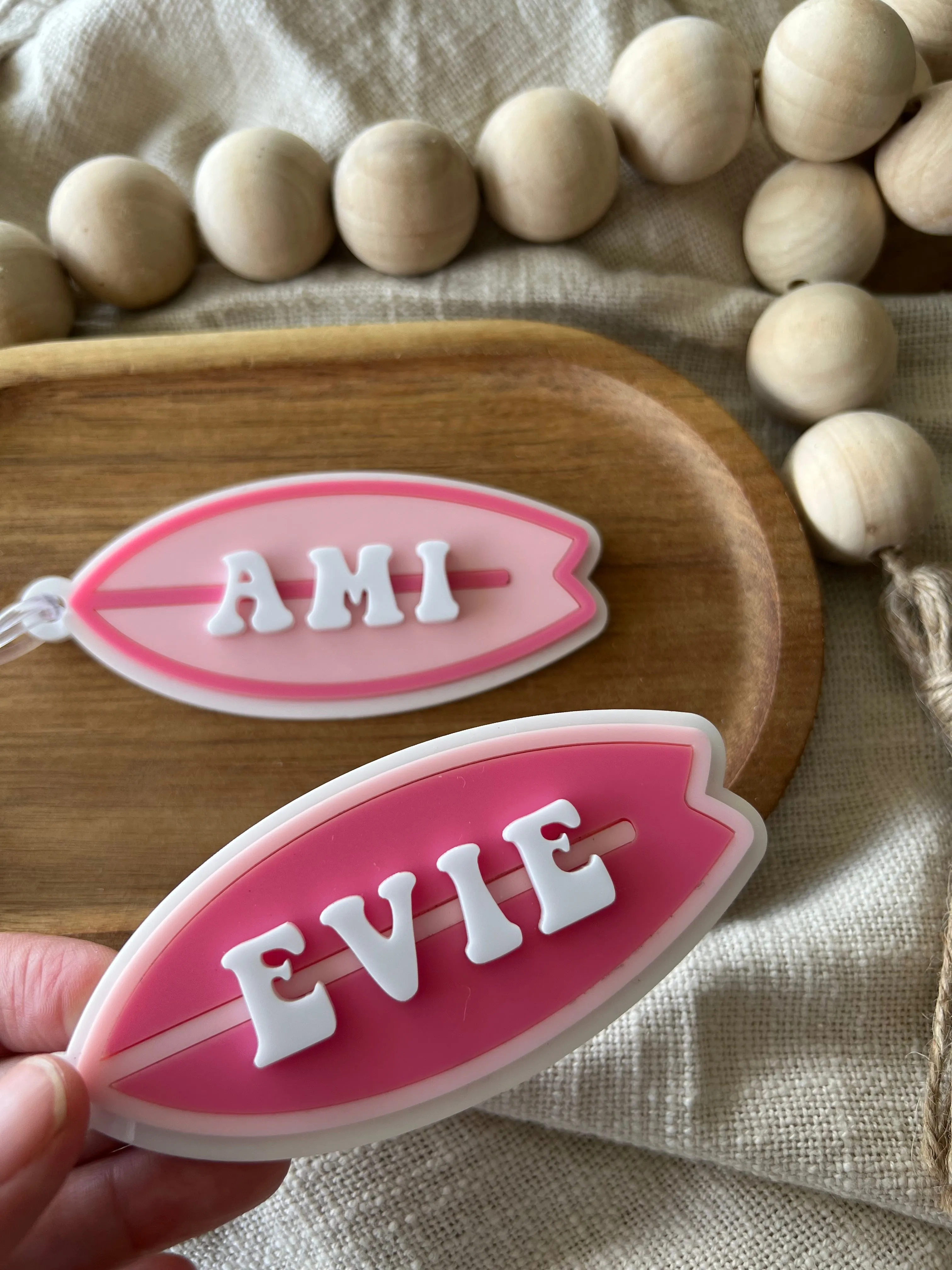 Surfboard Acrylic Name Bag Tag | Backpack Keychain