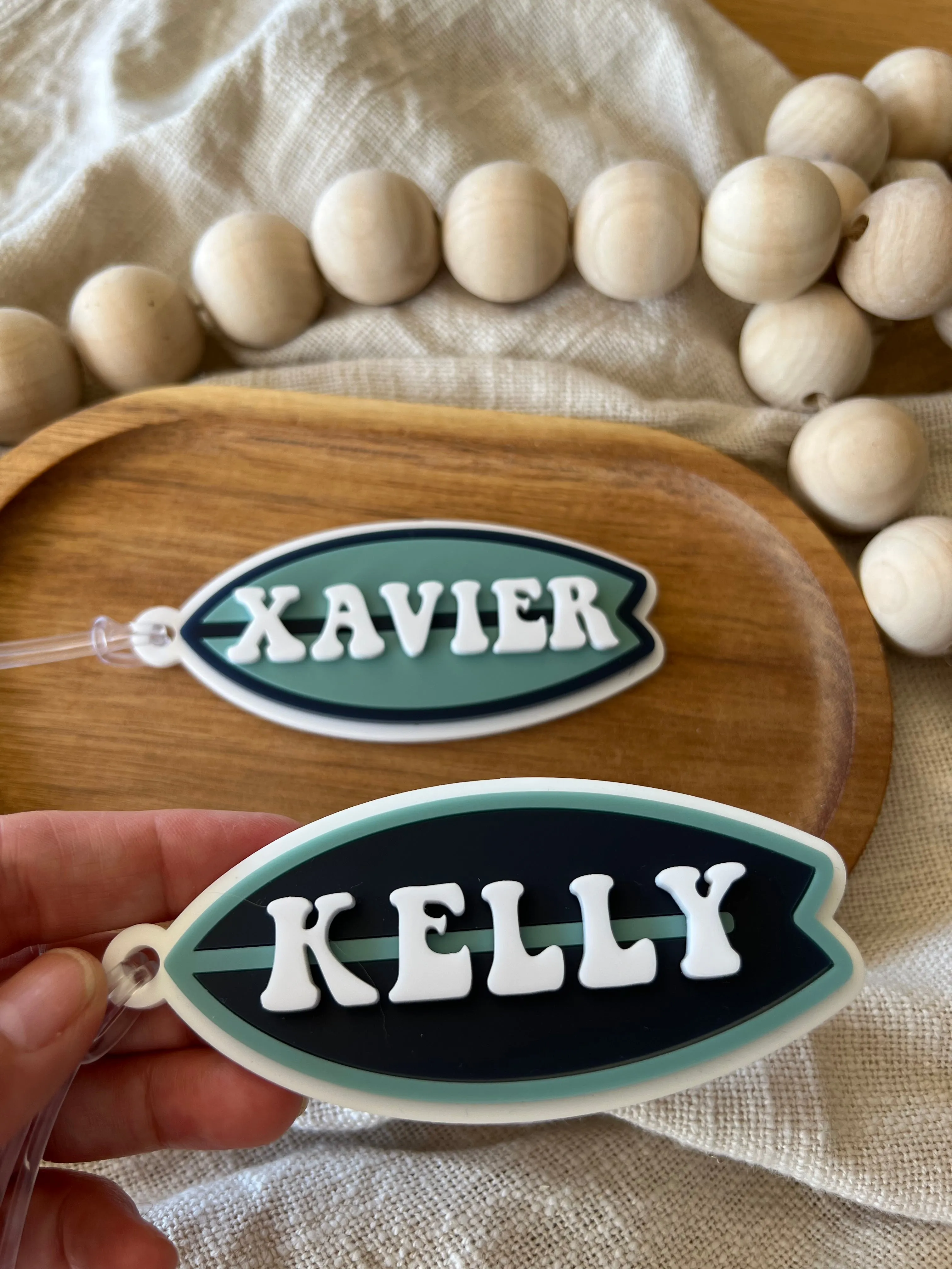 Surfboard Acrylic Name Bag Tag | Backpack Keychain