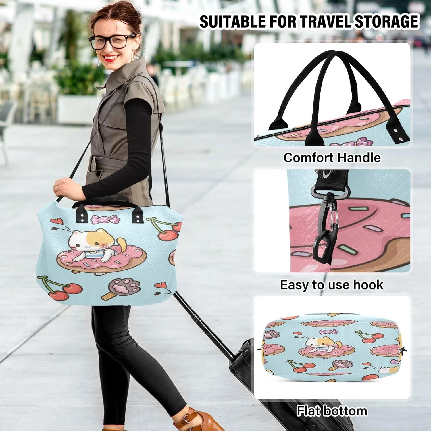 susiyo Biscuit Expandable Travel Duffle Bag, Large Weekender Overnight Bags and Adjustable Strap, Carry On Shoulder Tote Bag, Gym Duffel Bag with Toiletry Bags for Hospital