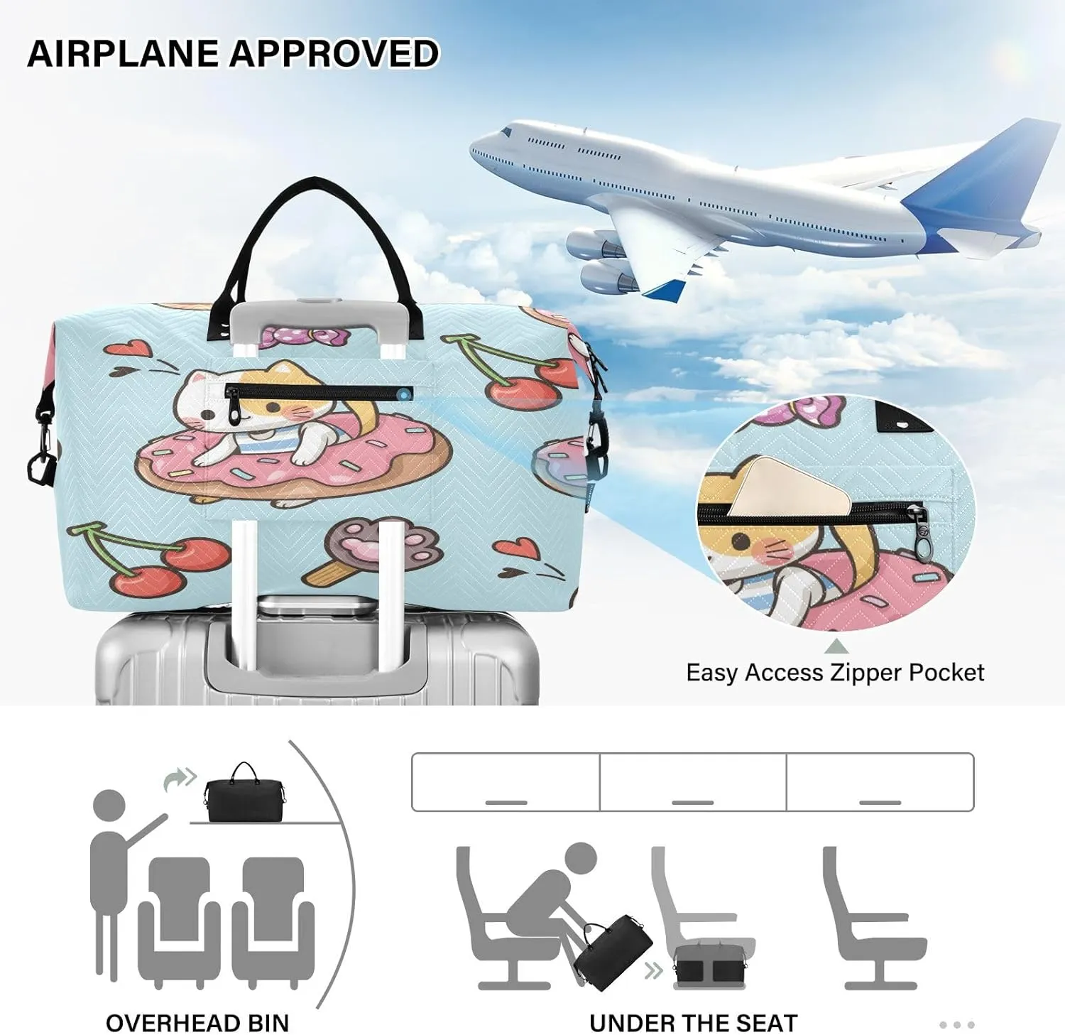 susiyo Biscuit Expandable Travel Duffle Bag, Large Weekender Overnight Bags and Adjustable Strap, Carry On Shoulder Tote Bag, Gym Duffel Bag with Toiletry Bags for Hospital